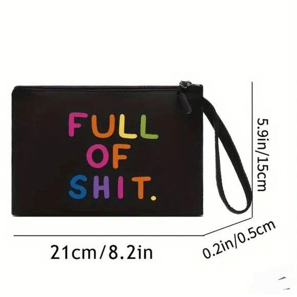 Black with rainbow letters Full of s*it make up bag funny gift - Picture 2 of 2